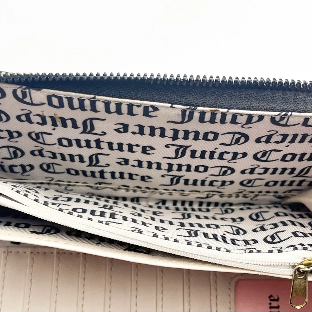 JUICY COUTURE Black Gray Signature Logo Zip Closure Wristlet Wallet Card Holder